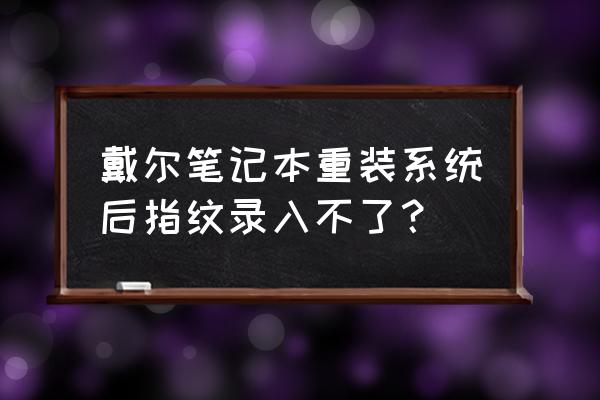 戴尔笔记本怎么添加指纹识别 戴尔笔记本重装系统后指纹录入不了？