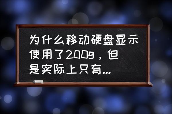 移动硬盘中打开后只有几个文件 为什么移动硬盘显示使用了200g，但是实际上只有50g文件？