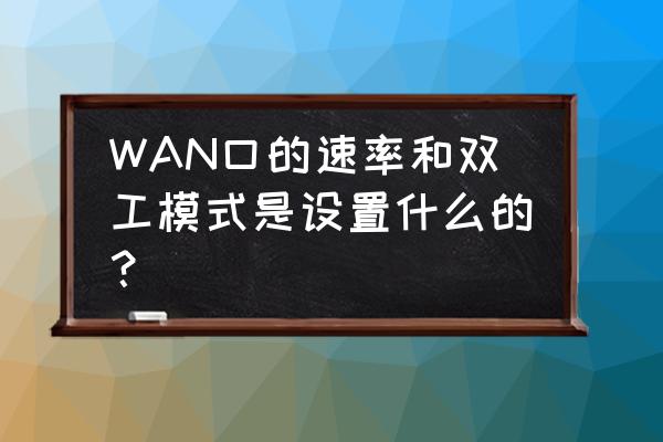 路由器10m半双工是什么意思 WAN口的速率和双工模式是设置什么的？