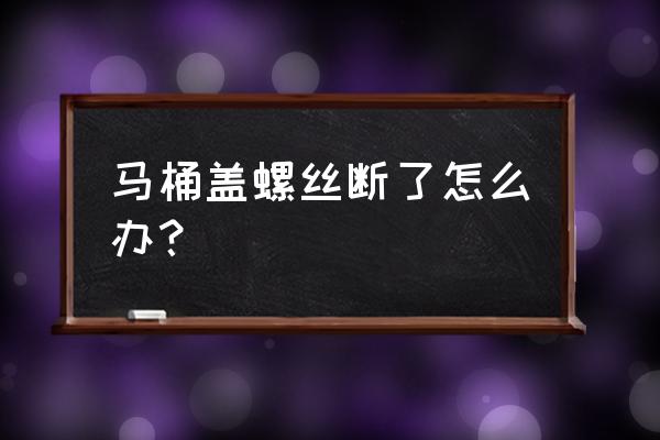 马桶盖底座螺丝断了怎么安装 马桶盖螺丝断了怎么办？