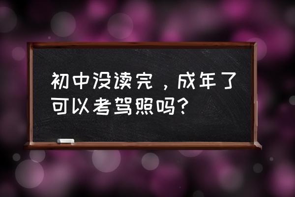 没文化能考驾照吗 初中没读完，成年了可以考驾照吗？