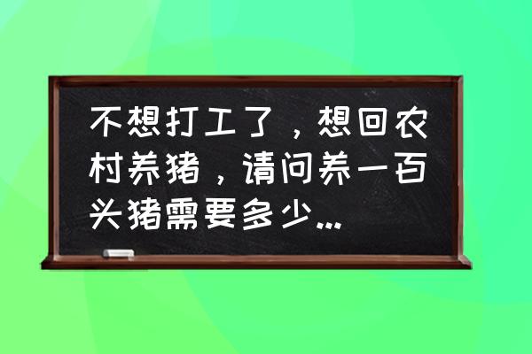 养一辆100万的车一年费用多少 不想打工了，想回农村养猪，请问养一百头猪需要多少成本？除去成本还能赚多少钱？