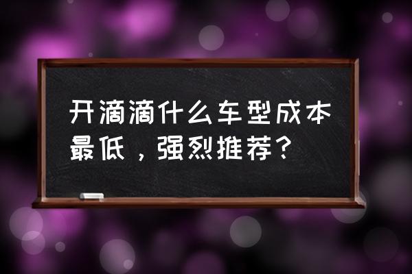 自驾游开什么车最经济实惠 开滴滴什么车型成本最低，强烈推荐？