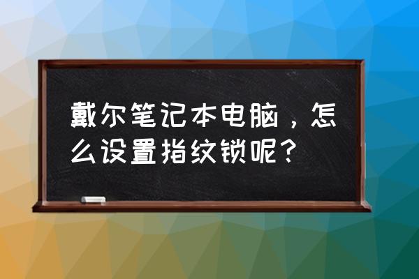 戴尔电脑一侧锁怎么用 戴尔笔记本电脑，怎么设置指纹锁呢？