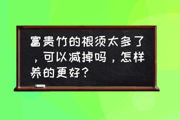 富贵竹怎么养才不会烂根 富贵竹的根须太多了，可以减掉吗，怎样养的更好？